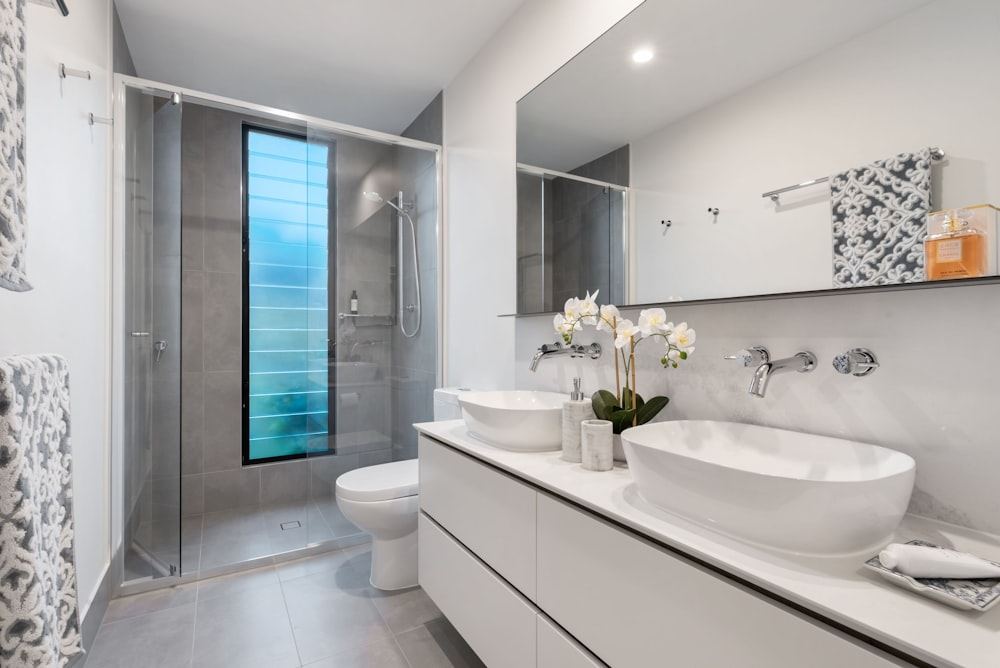 Modern bathroom with a newly installed toilet